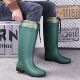 高筒雨鞋 男女绿色时尚 雨靴耐脏保暖耐酸碱束口防滑洗车防水靴工地