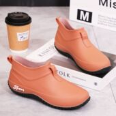 时尚 女士防水女夏防滑耐磨厨房短筒工作厚底软底雨靴胶鞋 雨鞋 水鞋