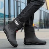 束口雨靴加厚水鞋 女士短筒防滑防水加绒保暖厨房胶鞋 水靴男士 雨鞋