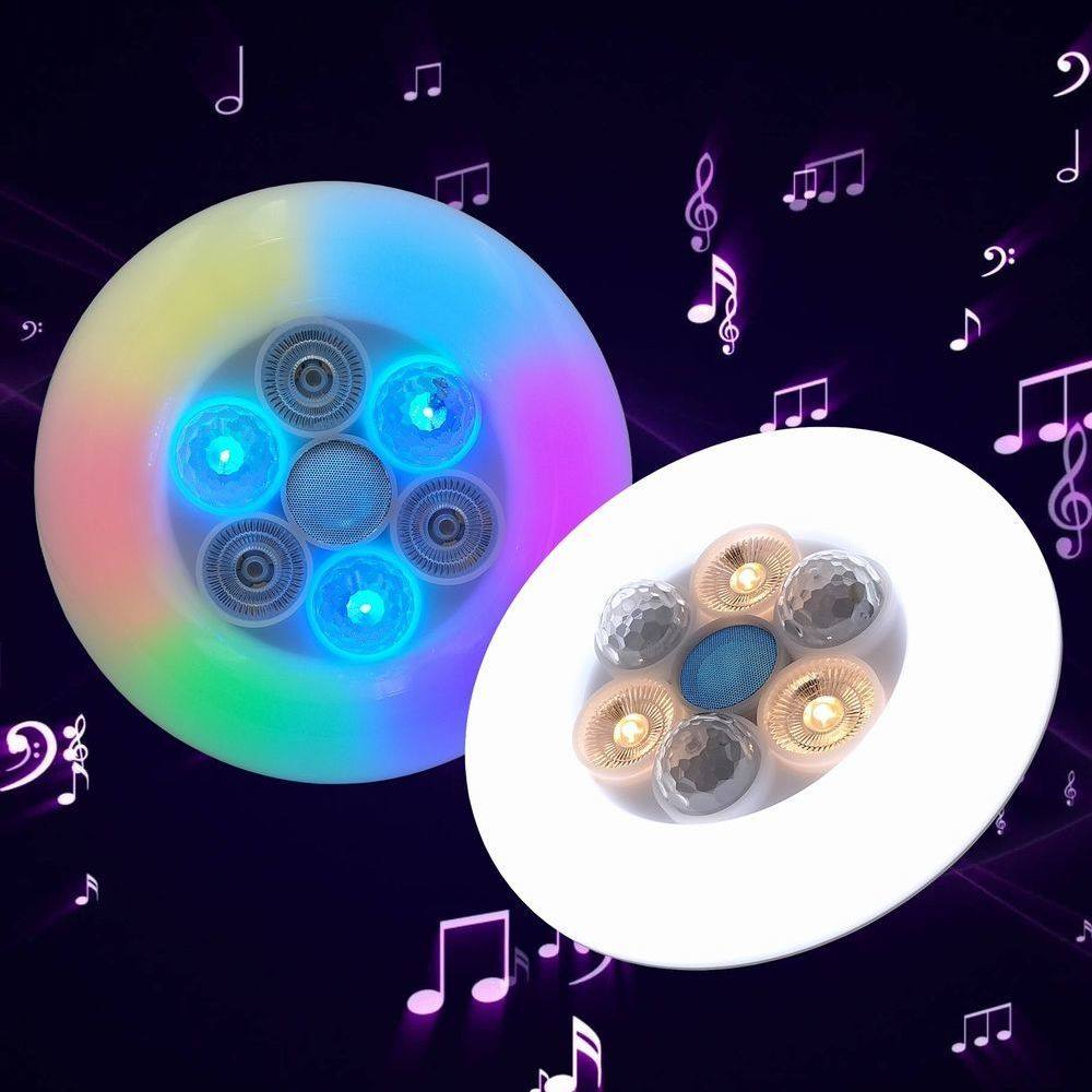 抖音创意E27螺口超亮飞碟灯家用浪漫氛围灯蓝牙音乐灯 炫彩蹦迪灯