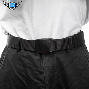 斌杰(非金属)无铁无磁帆布自动扣裤腰带塑料扣安检皮带战术腰带