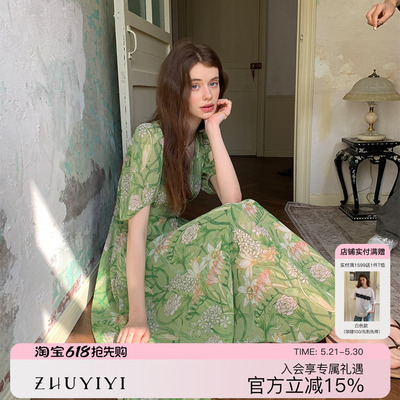 ZHUYIYI新款碎花高级感连衣裙