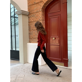 春季 女早春高级感直筒百搭原创设计修身 休闲牛仔裤 ZHUYIYI