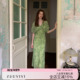 中袖 ZHUYIYI 茶歇系新款 印花薄纱连衣裙女夏收腰显瘦长裙高级感
