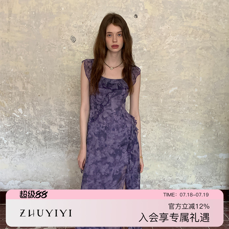 ZHUYIYI新款侧开叉薄纱连衣裙
