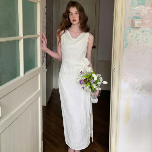 11点上新 法式 高级感无袖 ZHUYIYI 背带式 春季 连衣裙女侧开叉