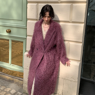 长款 温柔风翻领马海毛羊毛大衣女简约修身 高级感 新款 ZHUYIYI