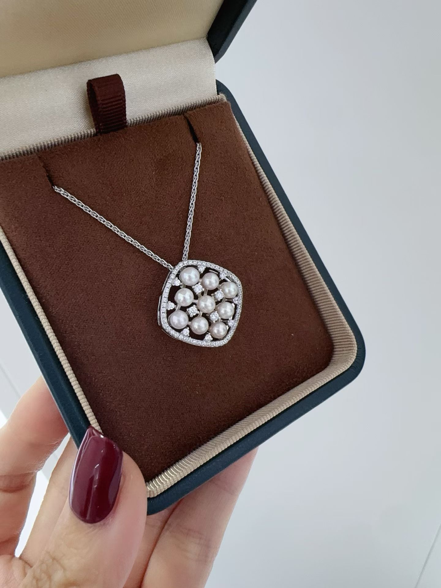 精工纯银S925复古又时髦的多珠九宫格吊坠diy配件可配4.5-5mm