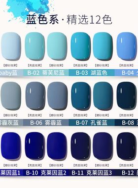 买2送1蓝色系甲油胶持久透亮显白