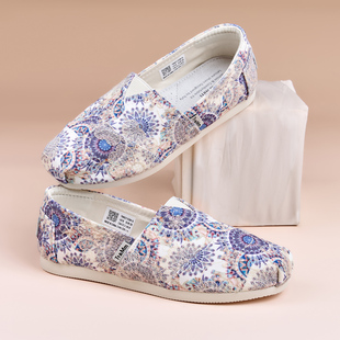 汤姆斯女鞋 舒适布鞋 民族风印花帆布鞋 一脚蹬懒人鞋 2026春季 Tt&Mm