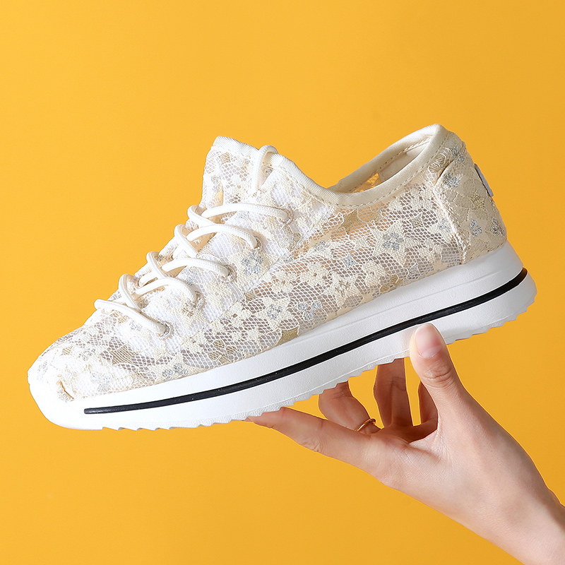 汤姆斯透气单网松紧带帆布鞋女鞋