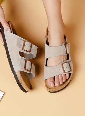 Tt&Mm/汤姆斯外穿厚度露趾凉鞋女后空拖鞋厚底夏季复古舒适勃肯鞋