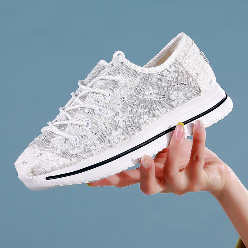 汤姆斯蕾丝镂空透气帆布鞋