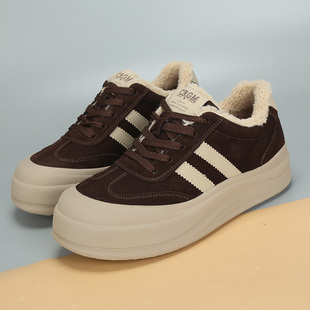 加绒休闲鞋 432025冬季 舒适圆头厚底显脚小时尚 新款 大码