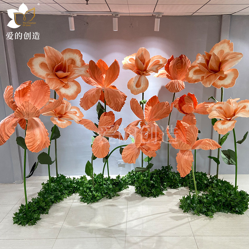 大型染色泡沫纸仿真花婚庆场景布置婚礼现场装饰立体手工鸢尾花