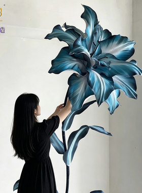 手工仿真染色百合花泡沫防水纸艺花室内服装店铺布置商场大厅装饰