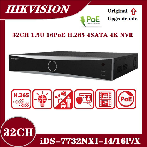 现货海康威视海外英文 iDS-7732NXI-I4/16P/X 人脸识别录像机NVR