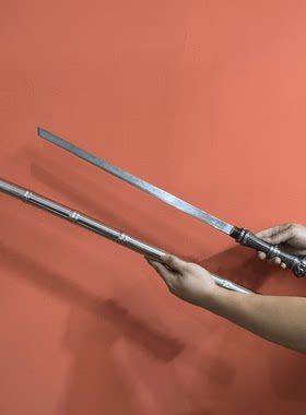【龙头拐杖刀】一棍三用 户外防身龙泉手工锰钢淬火冷兵器未开刃