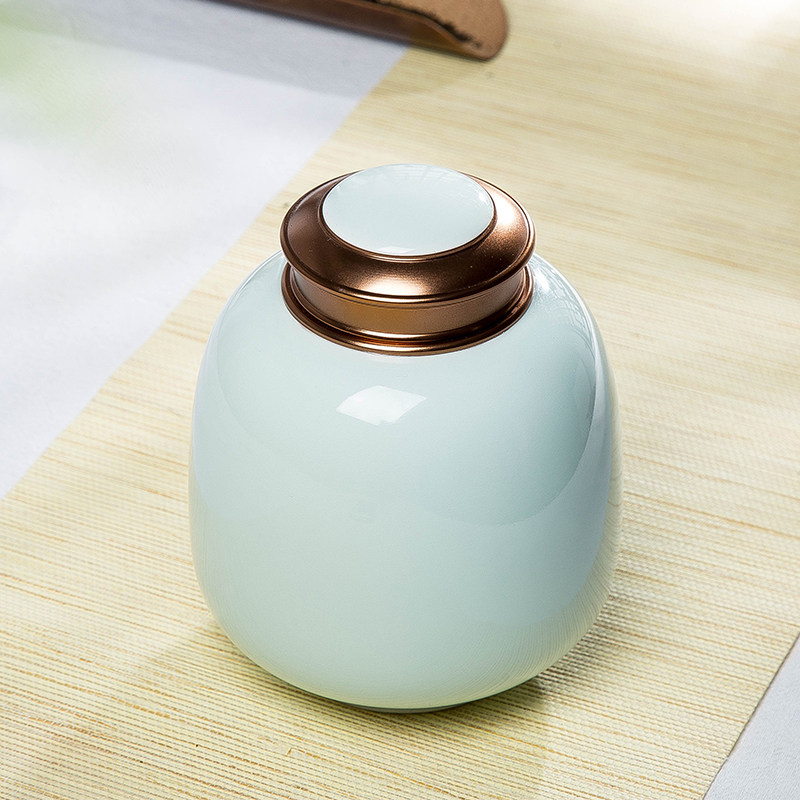 陶瓷茶叶罐大号一斤装木制茶具密茶叶罐