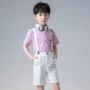 Bib boy boy host dress mẫu giáo sáu một piano biểu diễn trẻ em trình diễn catwalk mùa hè phù hợp - Váy trẻ em váy phù dâu bé gái