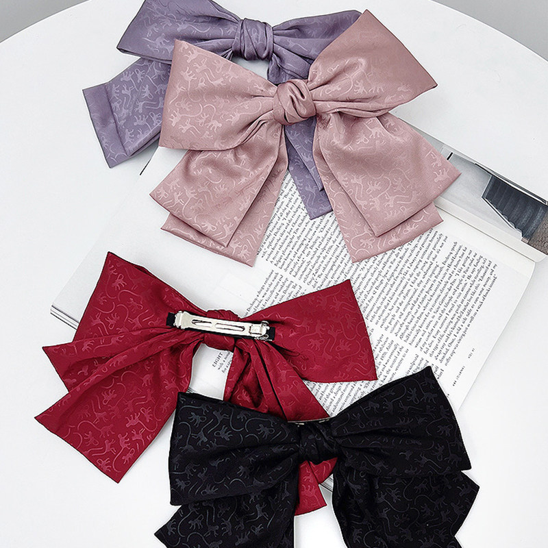 高品质猫咪双层手工重磅大蝴蝶结发夹女春秋扎头发顶夹后脑勺头饰