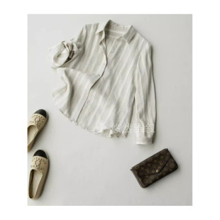 亚麻衬衫 简约大气小宽松款 可挽可放两穿袖 原368现198竖条纹