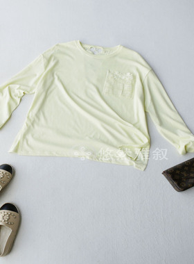 超高性价比系列T恤 蕾丝拼接 淡黄色 最女人最有调性的防晒服T恤