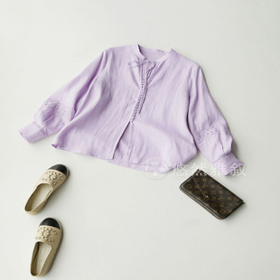 特回款 新品 精致随性宽松款 领系带亚麻长袖 两色 原398 衬衫 现268