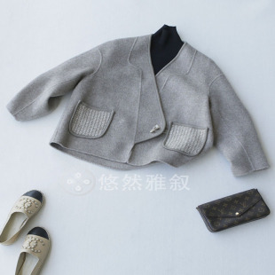 复古时髦 高品单 新中式 超有味道 斜襟牛角扣小厚羊毛外套 尾