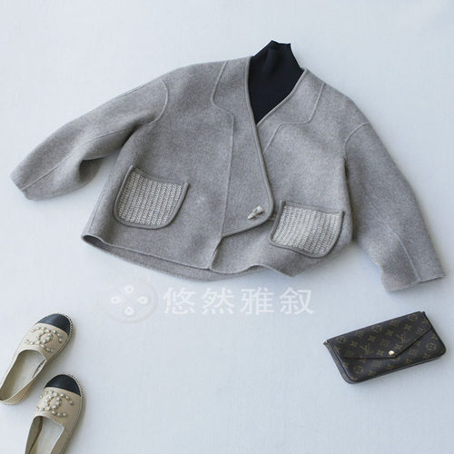 高品单 尾 超有味道的新中式 复古时髦 斜襟牛角扣小厚羊毛外套