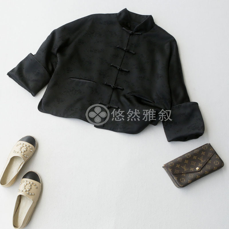 原588 现358 风韵犹存 复古小开叉 可挽袖口暗提花新中式小褂外套