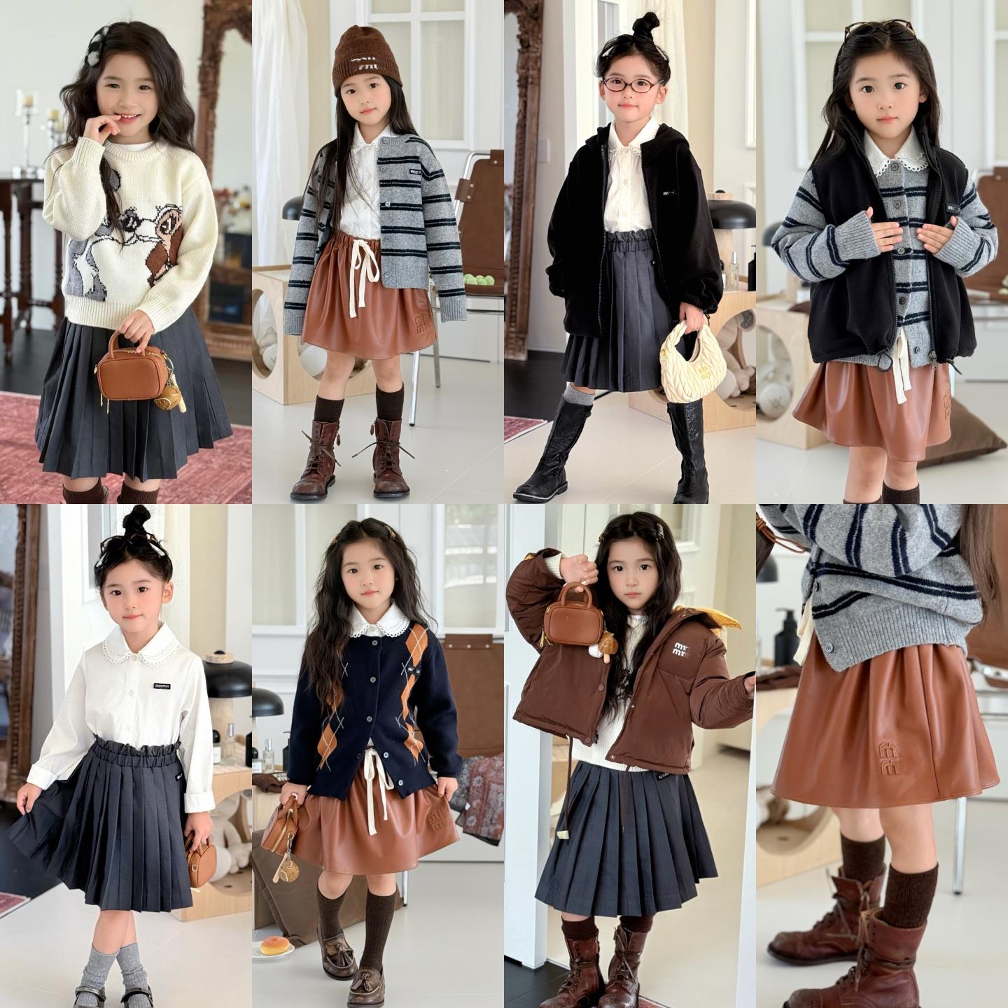 小七baby25秋冬新品字母开衫毛衣裙子羽绒服马甲套装男女童宝SH04