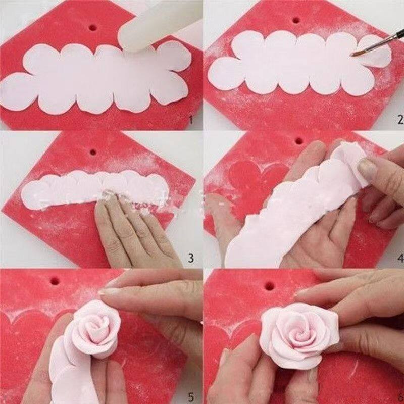 3pcs一体式玫瑰花切模 塑料翻糖蛋糕模 糖皮印花模压模 烘焙工具