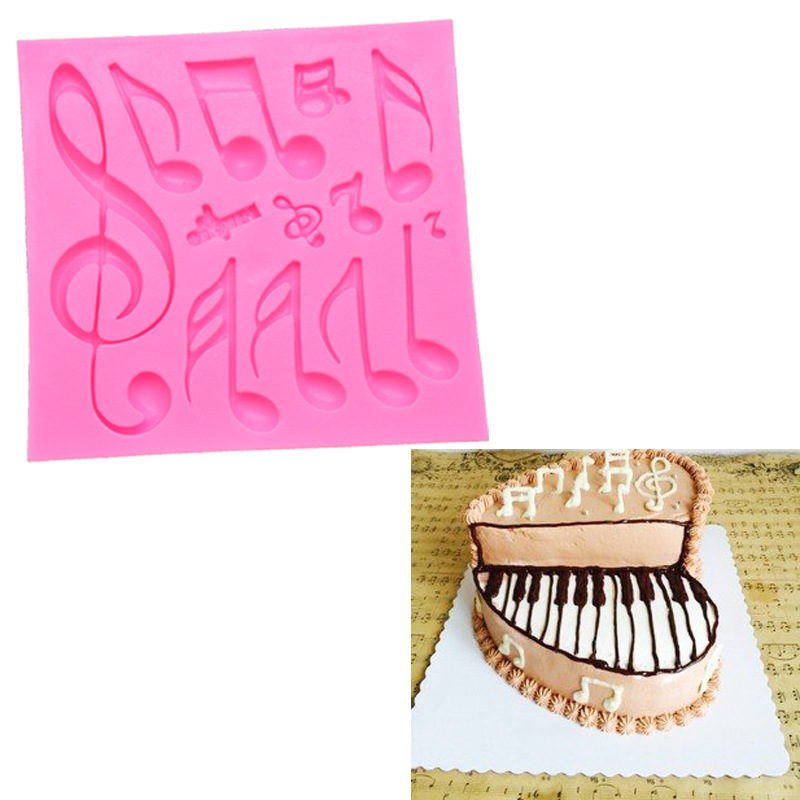 音乐logoDIY烘焙 艺术13孔音乐符号翻糖蛋糕巧克力液态硅胶模具