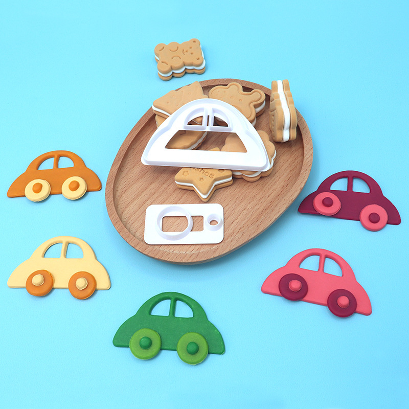 2pcs小汽车切模 DIY仿真烘焙工具创意饼干模具 环保塑料饼干压模