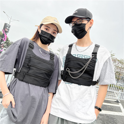 ins街头潮流背心包男多功能胸包