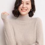 鄂尔多斯市产羊绒衫女100%山羊绒半高领宽松加厚短款毛衣打底衫