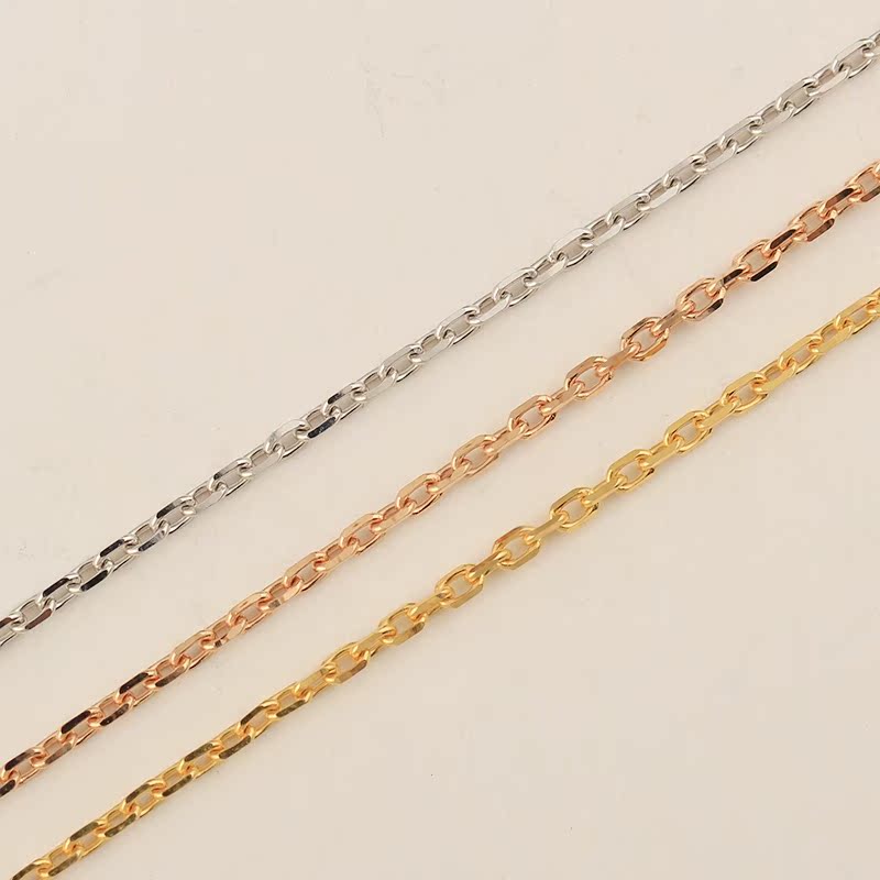 18K金项链卡式卡家十字链素链玫瑰金AU750白金