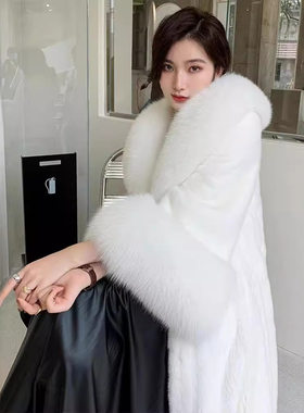 海宁水貂绒长款貂皮大衣女