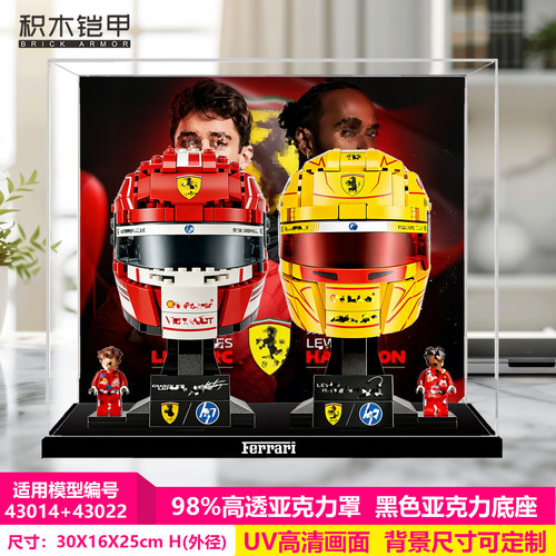 适用乐高43014头盔+43022头盔一体高透明高端亚克力防尘展示盒