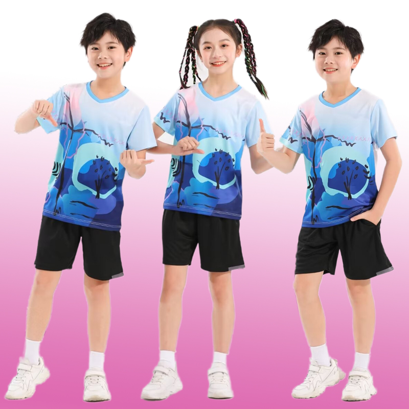 儿童乒乓球服套装男童女童排球速干训练小学生羽毛球服运动服印字