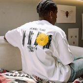 MEDM夏季 斑驳Logo立体花卉刺绣T恤男潮牌休闲设计感体恤上衣 短袖