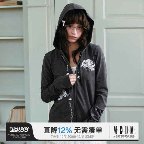MEDM蕾丝小天使拉链连帽卫衣女款