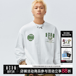 嘻哈休闲体恤春秋季 美式 T恤男女同款 MEDM25SS网球系列竹节棉长袖