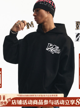 MEDM 马毛魔术贴四叶草简约休闲连帽卫衣美式潮流加绒情侣帽衫男