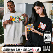 男女情侣美式 牙刷绣魔术贴短袖 潮牌休闲T恤 心情小狗系列 MEDM