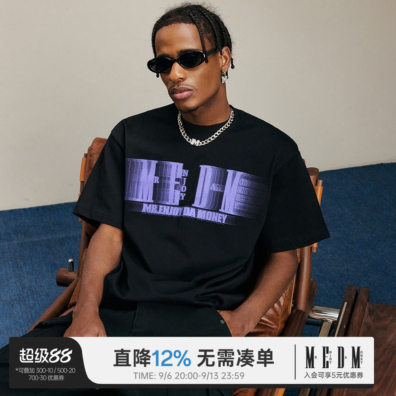 MEDM美式复古字母幻影短袖T恤图片