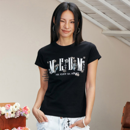 MEDM25SS珠花短袖女t恤2025新款夏季设计感小众上衣高级感体恤潮