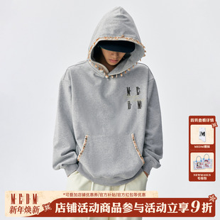 男 百搭字母刺绣宽松帽衫 MEDM 贝壳海星花边休闲连帽卫衣潮牌美式