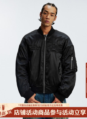 MEDM 玫瑰海绵填充MA1休闲夹克棉服美式通勤保暖棒球领情侣棉服冬